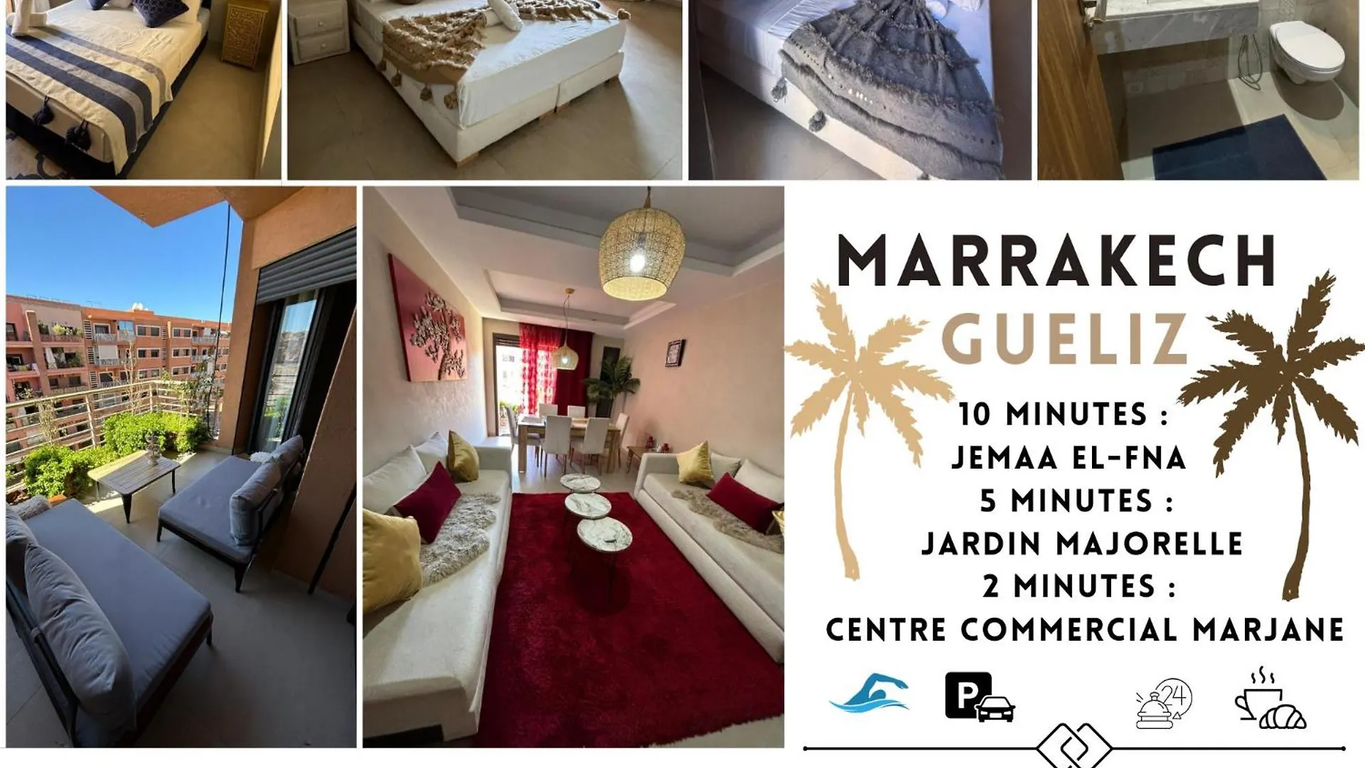 Appartement Neuf Climatise, Centre Marrakech. 马拉喀什